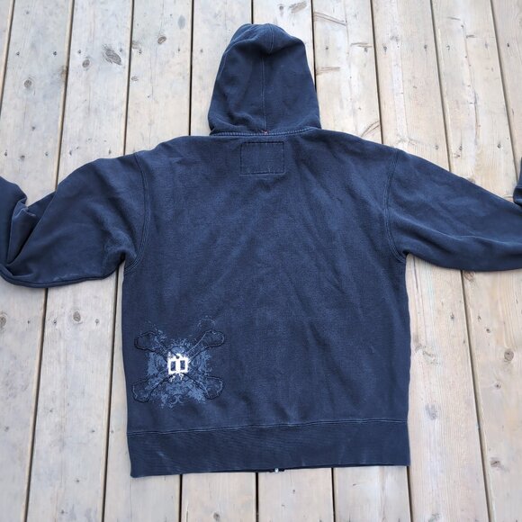 Icon Vortex Full Zip Hoodie Men's L Black Motorcycle Biker Skull and Crossbones - Picture 7 of 8